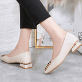 Chunky Closed Toe Heel Flats With Buckle